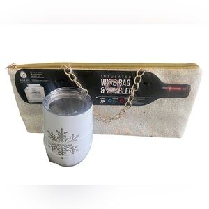 Insulated Wine Bag and Tumbler Set with Snowflake Design